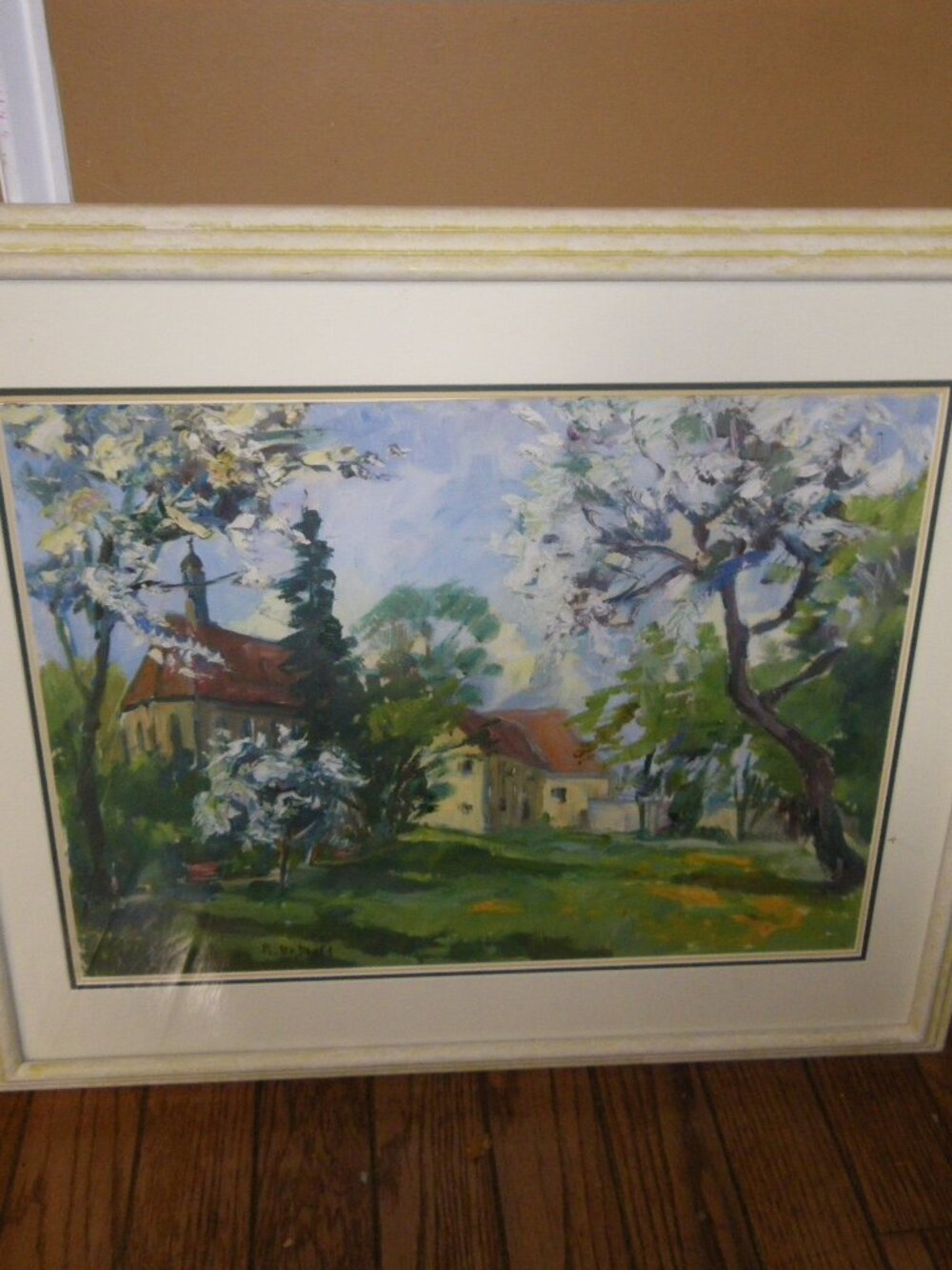 Vintage Oil Painting Country Chateau Impressionist Style Signed